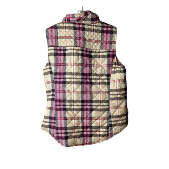 NWT Crown & Ivy Plaid Puffer Vest XL Pink Lined Preppy Fall Layer Must-Have - Picture 3 of 4